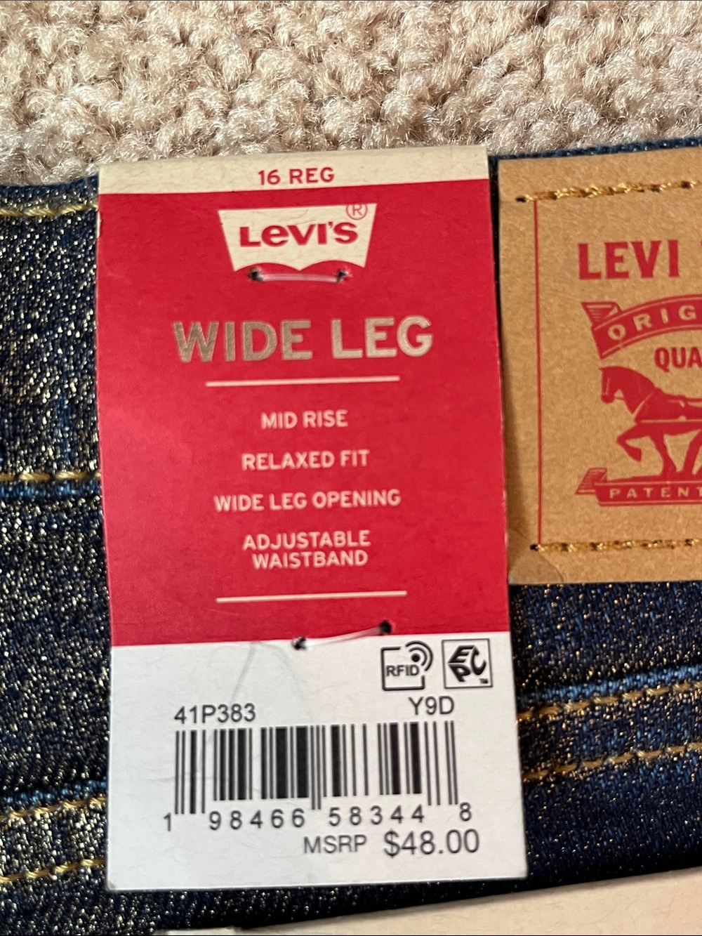 NWT Levi’s Girls Wide Leg Gold Foil Jeans - Picture 8 of 11